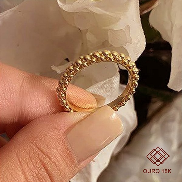 Anel Inteiro de Esferas Ouro 18k