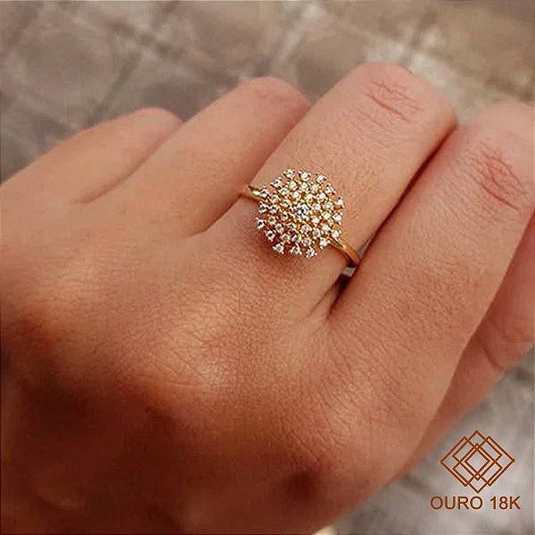 Anel Chuveiro Rainha Ouro 18k Zircônias