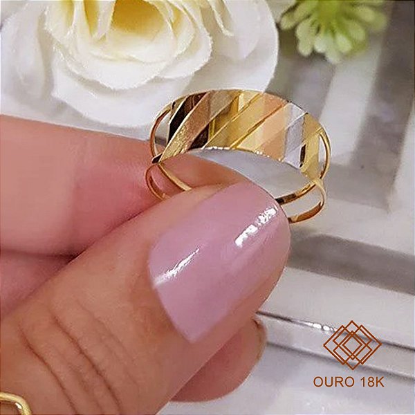 Anel 3 cores Ouro 18k
