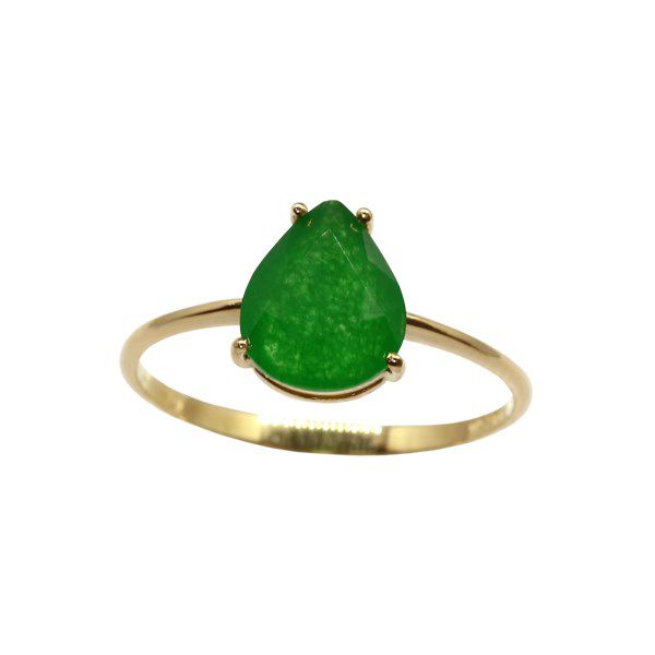 Anel Ouro 18k Quartzo Verde Gota