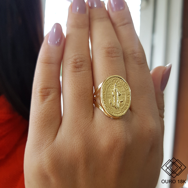 Anel São Bento Ouro 18k