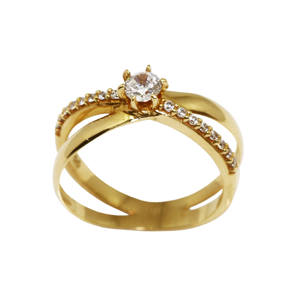 Anel Solitário Ouro 18k Zircônias