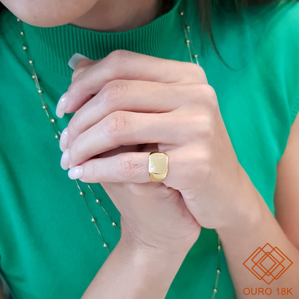 Anel Dedinho Ouro 18k Zircônia