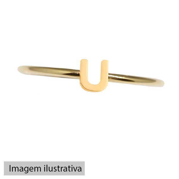 Anel Letra U Ouro 18k