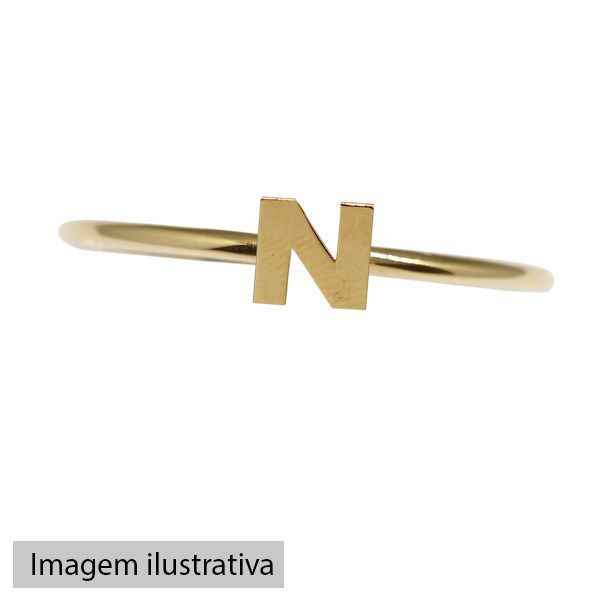 Anel Letra N Ouro 18k