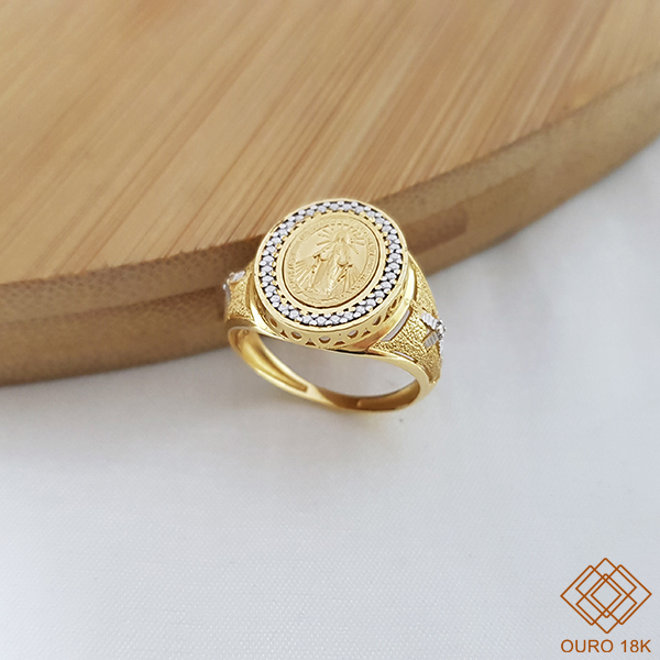 Anel Nossa Senhora das Graças Ouro 18k