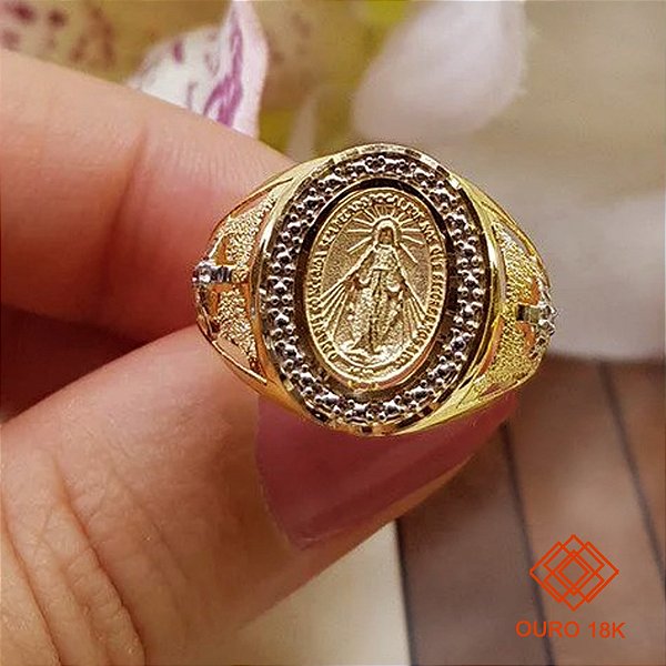Anel Nossa Senhora das Graças Ouro 18k