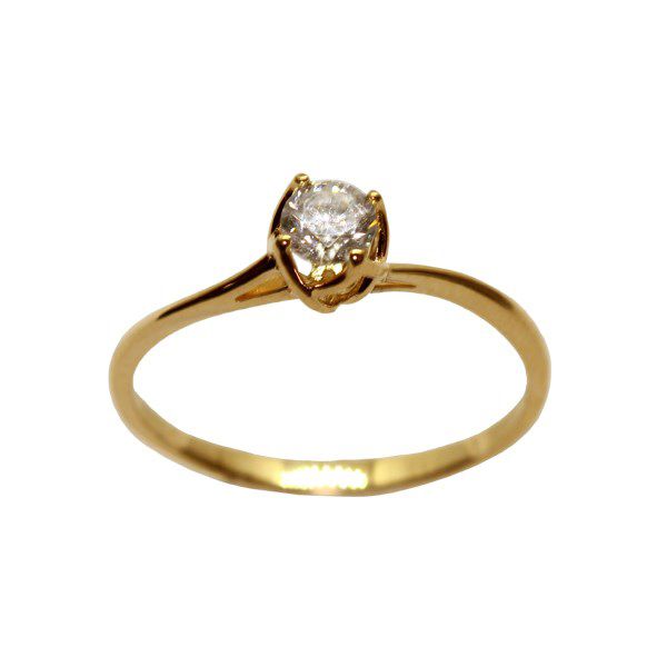 Anel Solitário Ouro 18k Zircônia