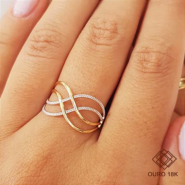 Anel Trançado Ouro 18k