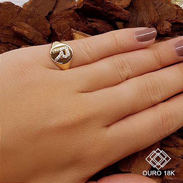 Anel Dedinho Letra R Ouro 18k