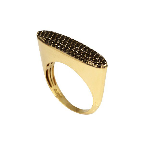 Anel Pavê Ouro 18k Zircônias Negras