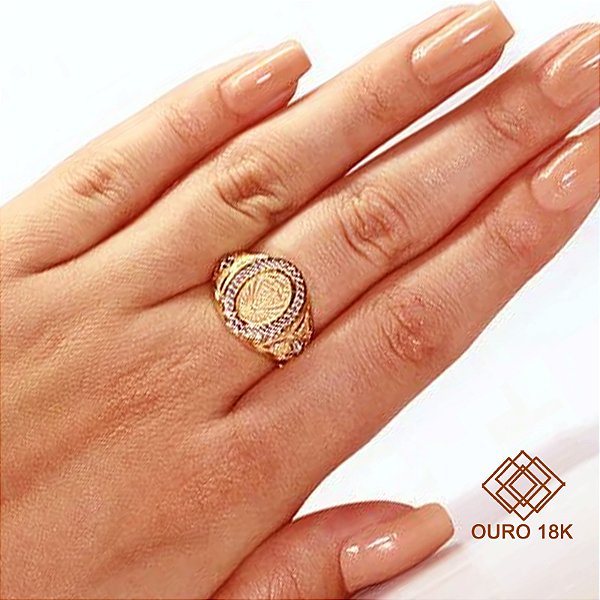 Anel Nossa Senhora Aparecida Ouro 18k