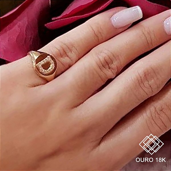 Anel Dedinho Letra D Ouro 18k