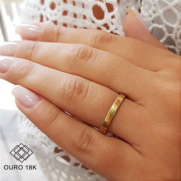 1 Aliança Quadrada Casamento Ouro 18k