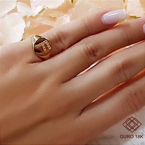 Anel Dedinho Letra F Ouro 18k