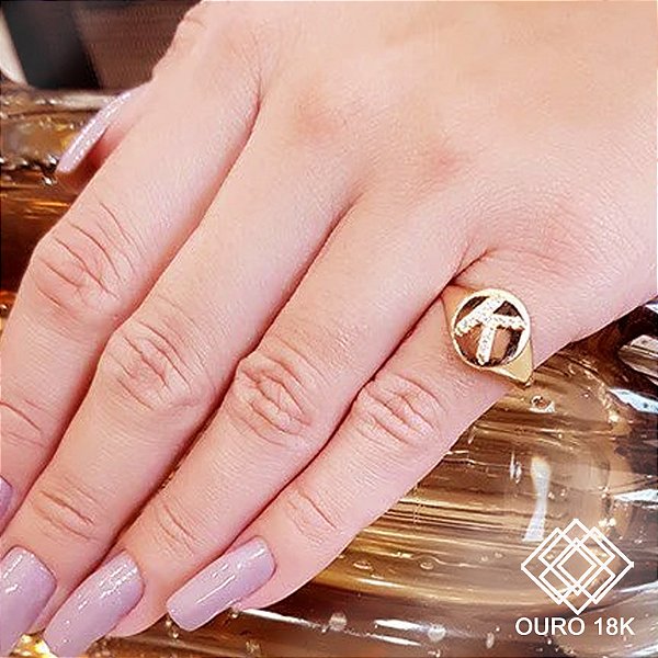 Anel Dedinho Letra K Ouro 18k