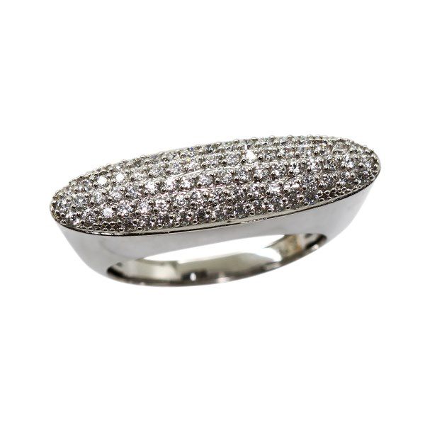 Anel Pavê Ouro Branco 18k Brilhante Moissanite 48 Pts