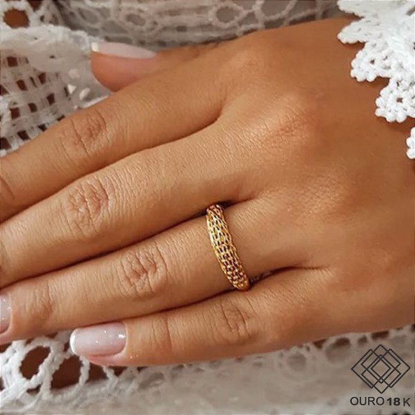 Anel Aparador Diamantado Ouro 18k
