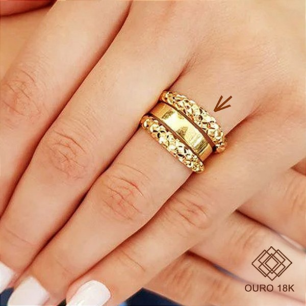 Anel Aparador Estamparia Ouro 18k