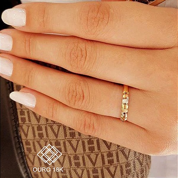 Anel Aparador 3 Cores Ouro 18k