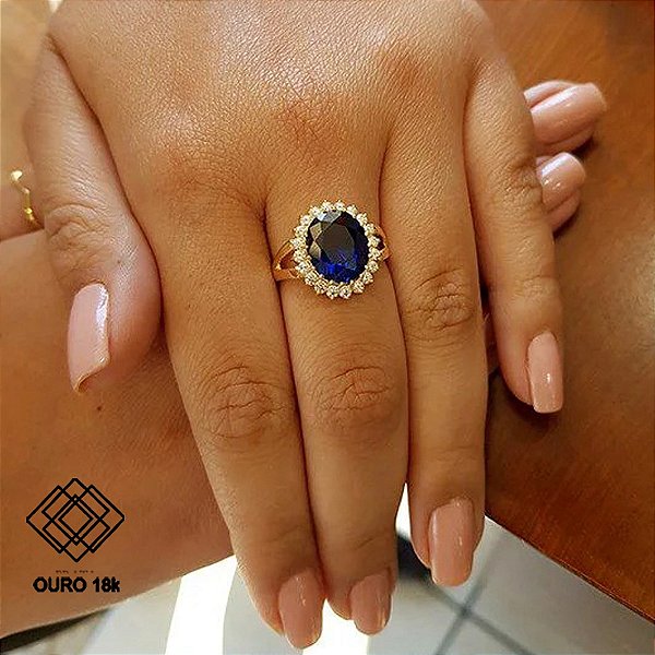Anel Chuveiro Ouro 18k Zircônias