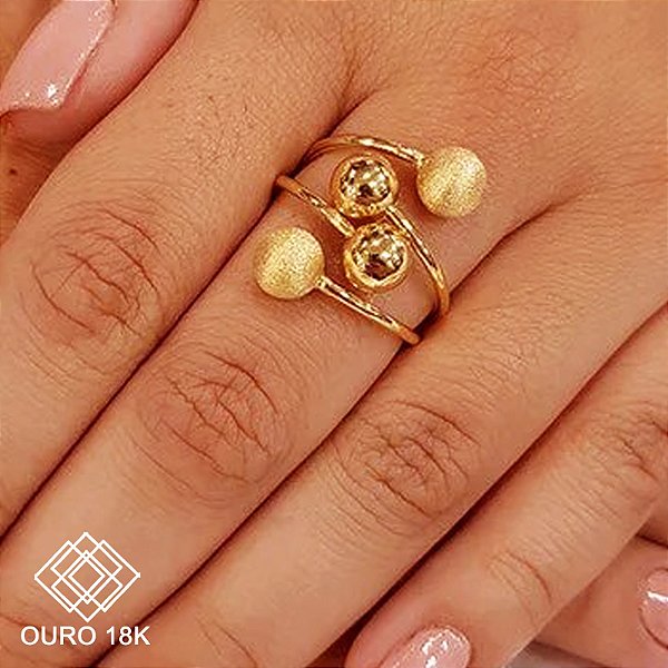 Anel Esferas Ouro 18k