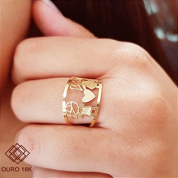 Anel Filhos Ouro 18k Menino e Menina