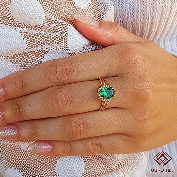 Anel Ouro 18k Zircônias