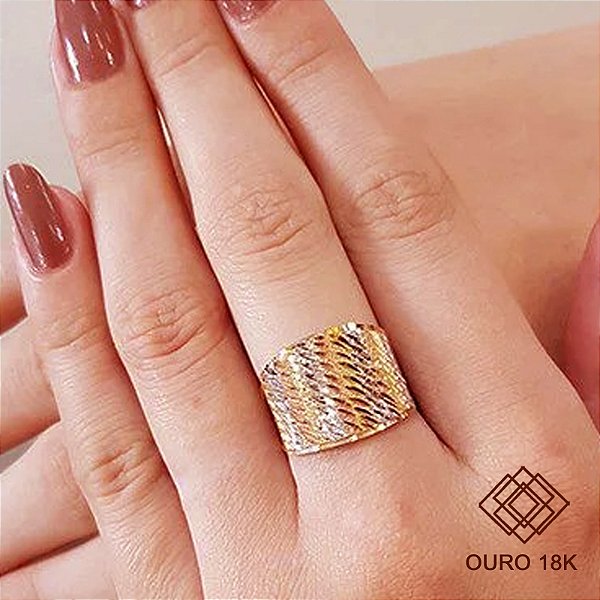 Anel 3 Cores Ouro 18k