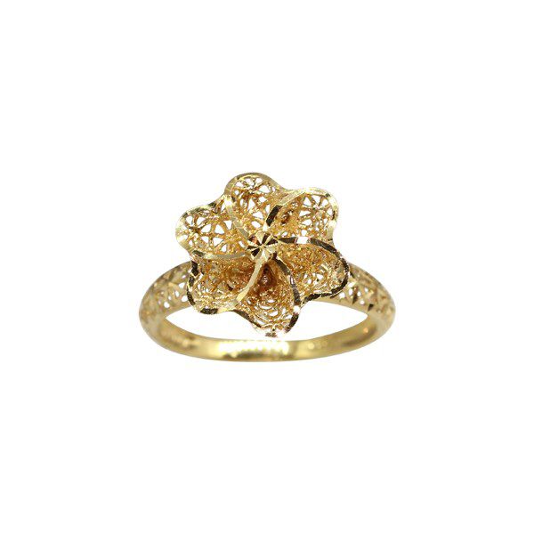 Anel Flor Filigrana Ouro 18k