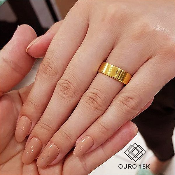 1 Aliança Casamento Ouro 18k Quadrada