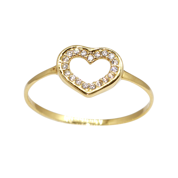 Anel Coração Ouro 18k Zircônias