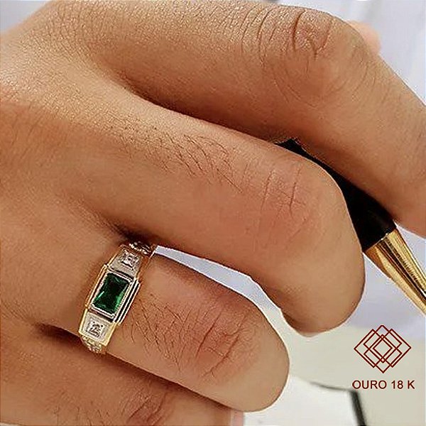 Anel Formatura Educação Física Masculino Ouro 18k Zircônia