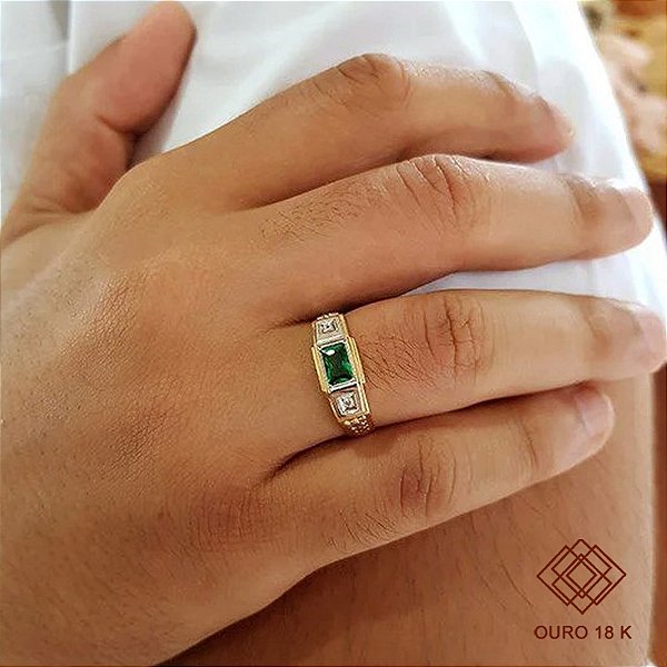 Anel Formatura Enfermagem Masculino Ouro 18k Zircônia