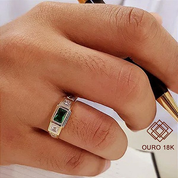 Anel Formatura Medicina Masculino Ouro 18k Zircônia