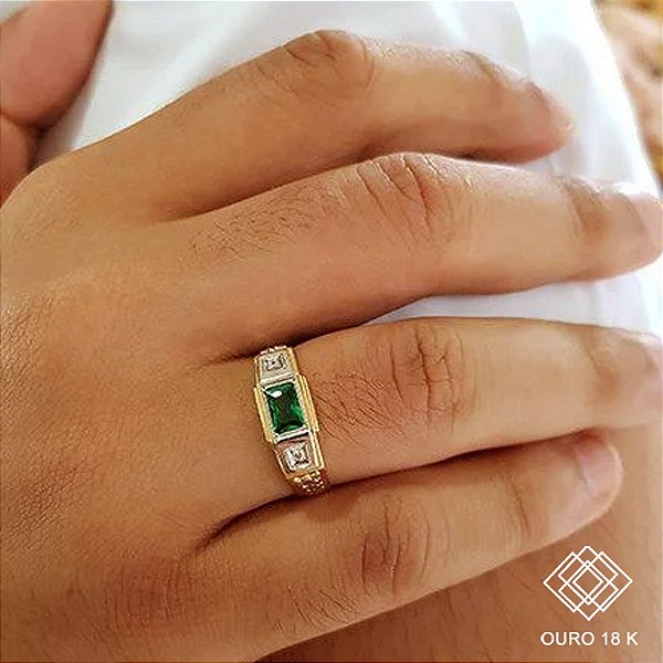 Anel Formatura Veterinária Masculino Ouro 18k Zircônia