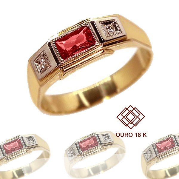 Anel Formatura Direito Masculino Ouro 18k Zircônia