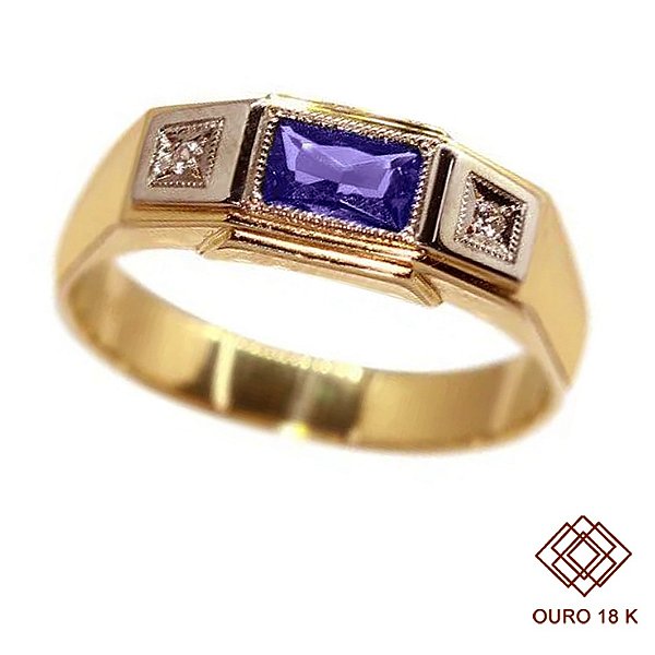 Anel Formatura Psicologia Masculino Ouro 18k Zircônia