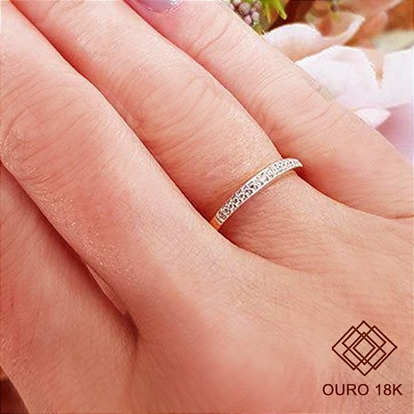 Anel Aparador Ouro 18k Zircônias