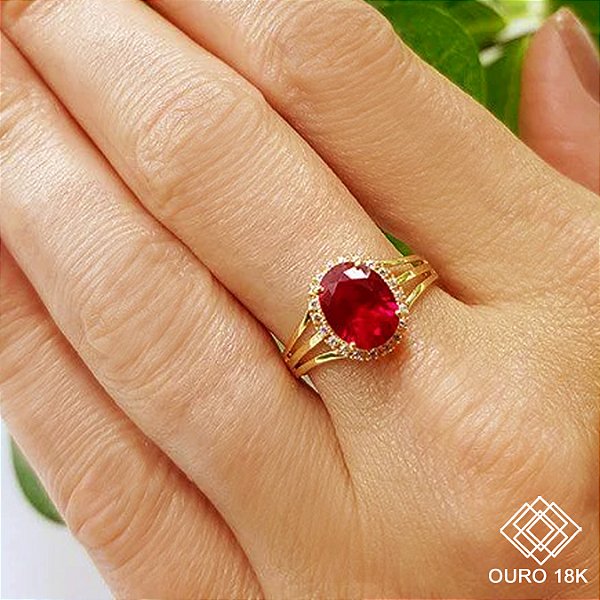 Anel Ouro 18k Zircônias