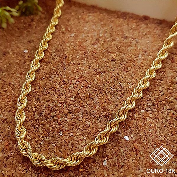 Cordão Cabo de Aço Ouro 18k - 45cm
