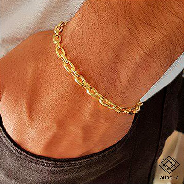Pulseira Cadeado Masculina Ouro 18k