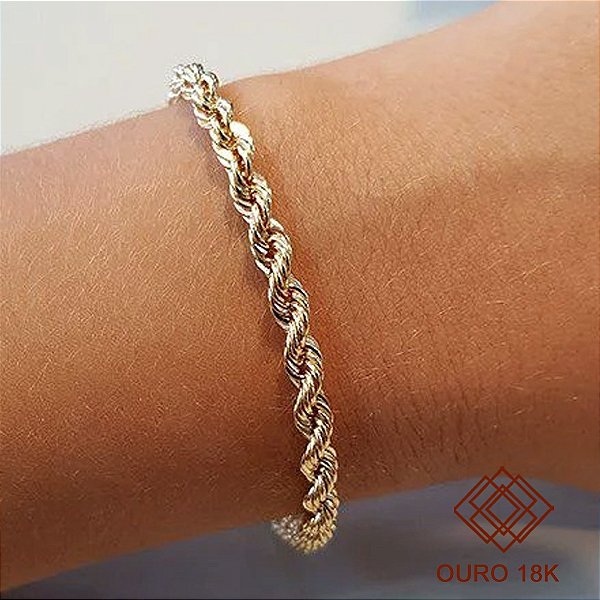 Pulseira Cabo de Aço Ouro 18k