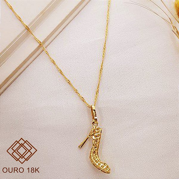 Kit Cordão Ouro 18k + Pingente Sapato Ouro 18k