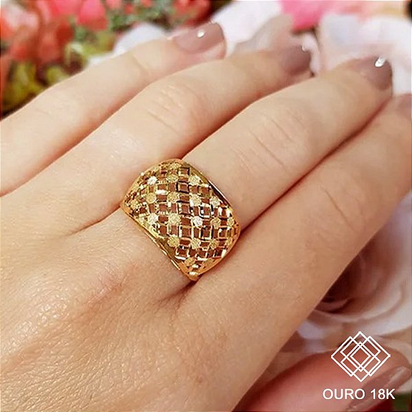 Anel Diamantado Ouro 18k