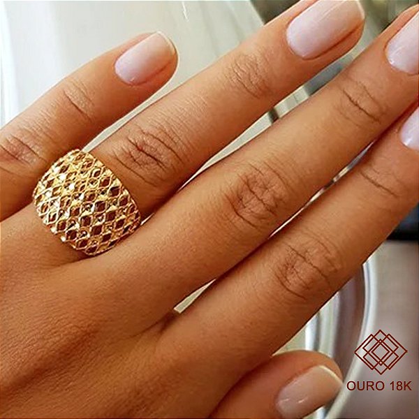 Anel Diamantado Ouro 18k