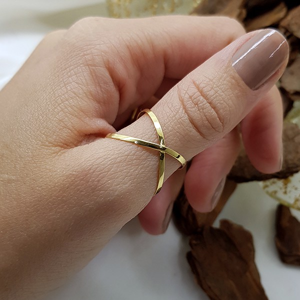 Anel X Ouro 18k