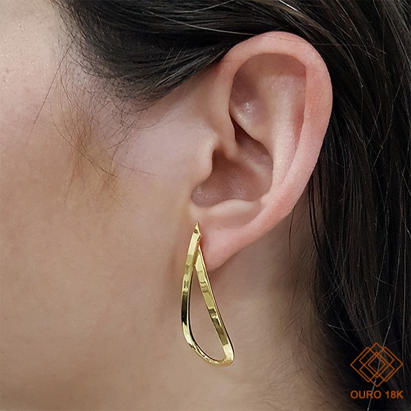 Brinco Gota Grande Ouro 18k