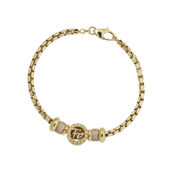 Pulseira Berloque Fé Ouro 18k