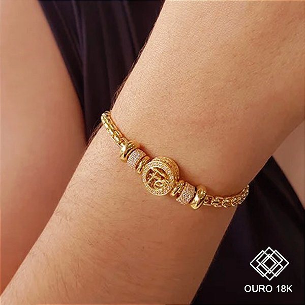 Pulseira Berloque Fé Ouro 18k